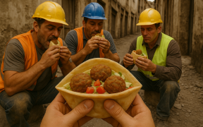 Construction with Falafel Lunch
