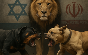 lion and dogs