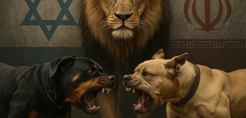 lion and dogs