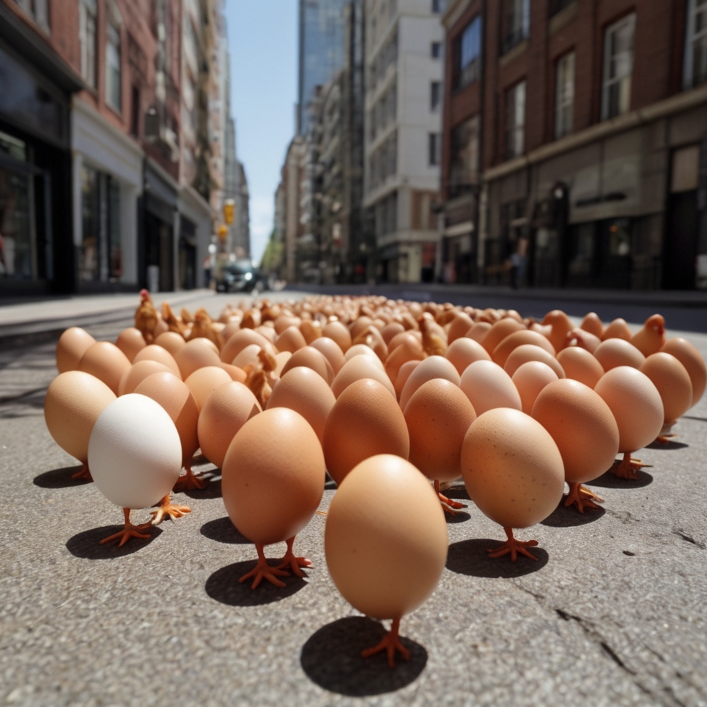 eggs and chickens on the street