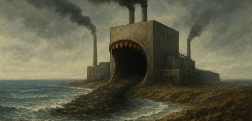 waste factory and the sea