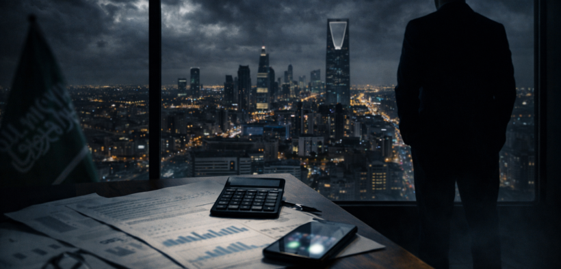 Man overlooking Riyadh at night