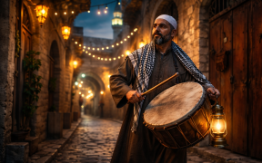 Ramadan drummer in Sidon alley