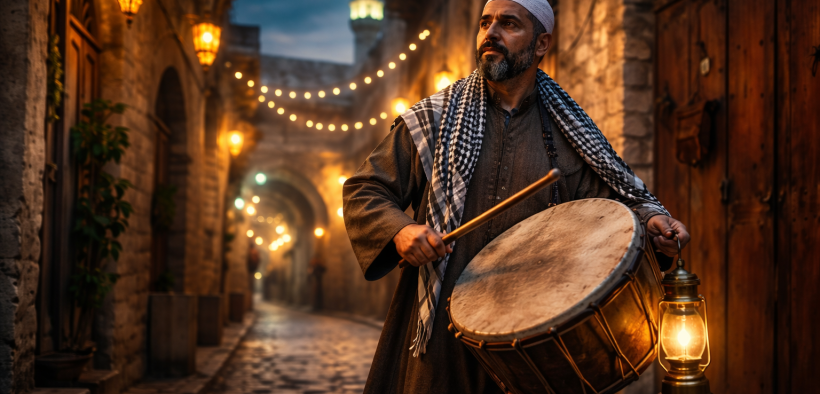 Ramadan drummer in Sidon alley