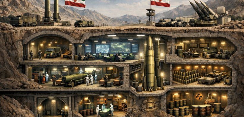 Underground military bunker with missile systems