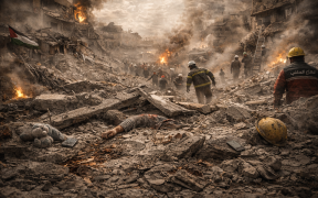 Aftermath of airstrike in city