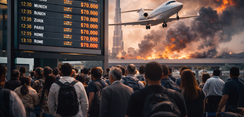 Crisis at Dubai airport departure gate