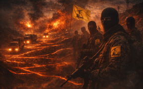 Hezbollah fighters in glowing tunnel network