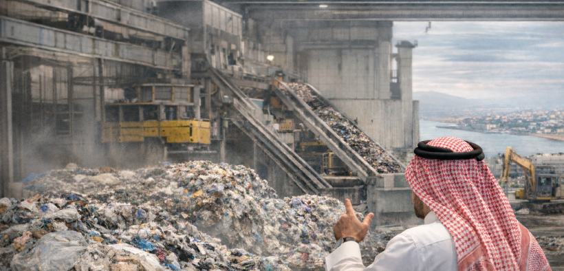 A man observes a waste facility