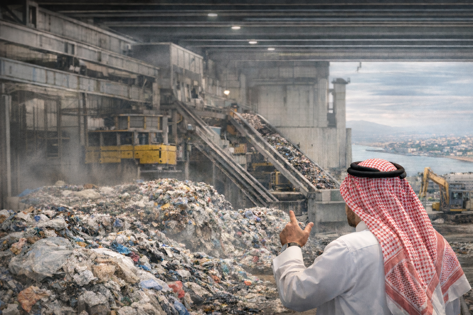 A man observes a waste facility