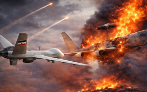 Aerial battle between Iranian drone and AWACS