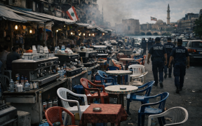 Café culture by Sidon's historic fort