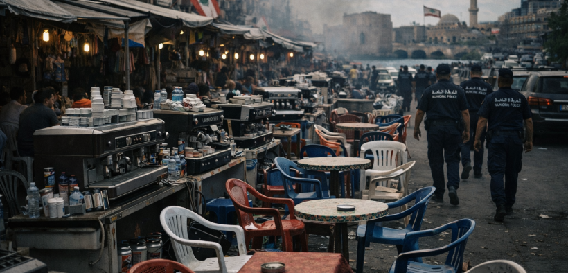 Café culture by Sidon's historic fort