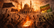 Fiery protest by a rebuilding mosque