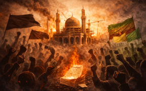 Fiery protest by a rebuilding mosque