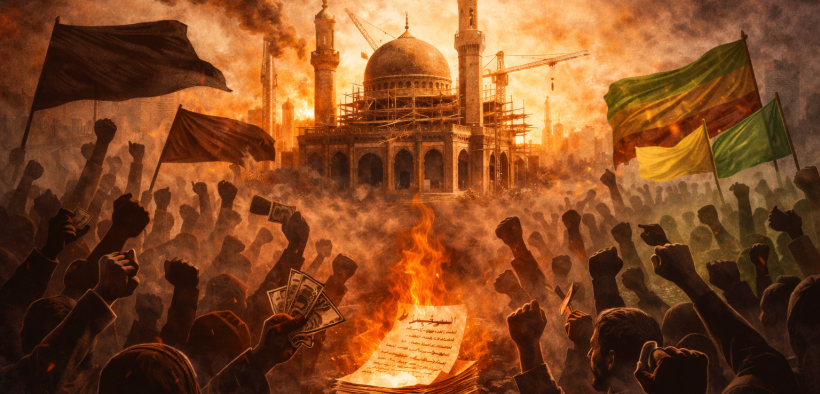Fiery protest by a rebuilding mosque