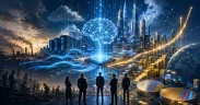 Futuristic city of AI and wealth