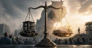 Scale of justice and society's weight