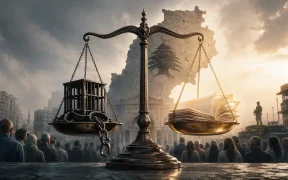 Scale of justice and society's weight