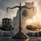Scale of justice and society's weight