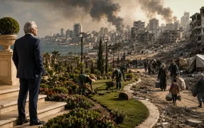 A city shattered, a garden untouched