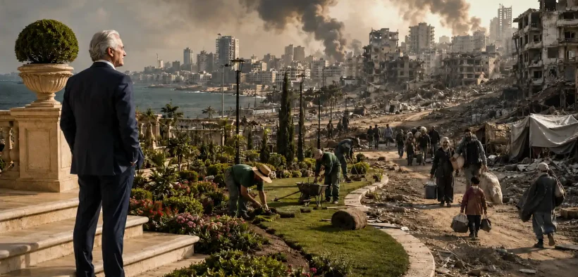 A city shattered, a garden untouched