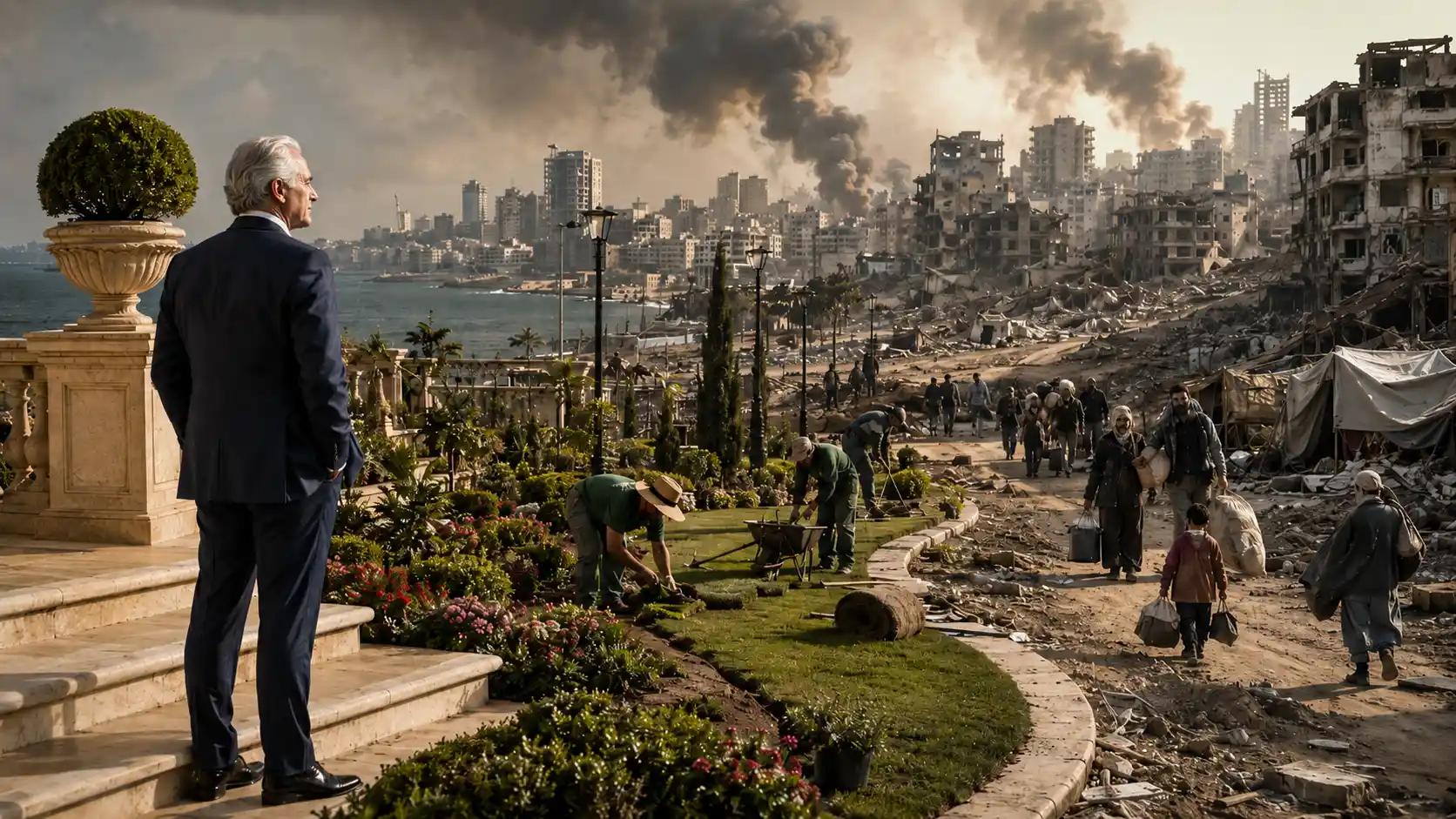 A city shattered, a garden untouched
