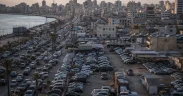 Bustling city corridor with coastal view