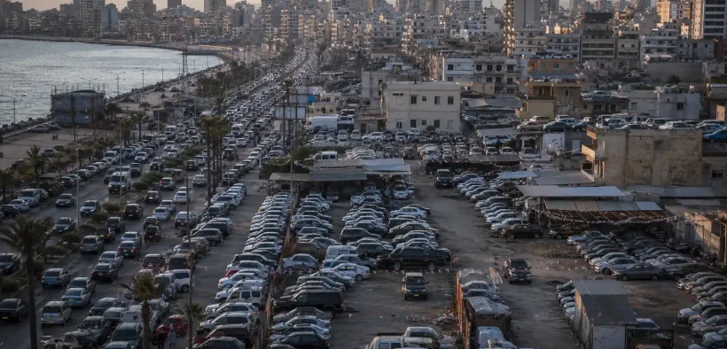 Bustling city corridor with coastal view