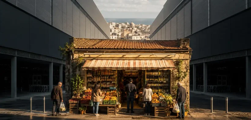 Coastal market between modern giants