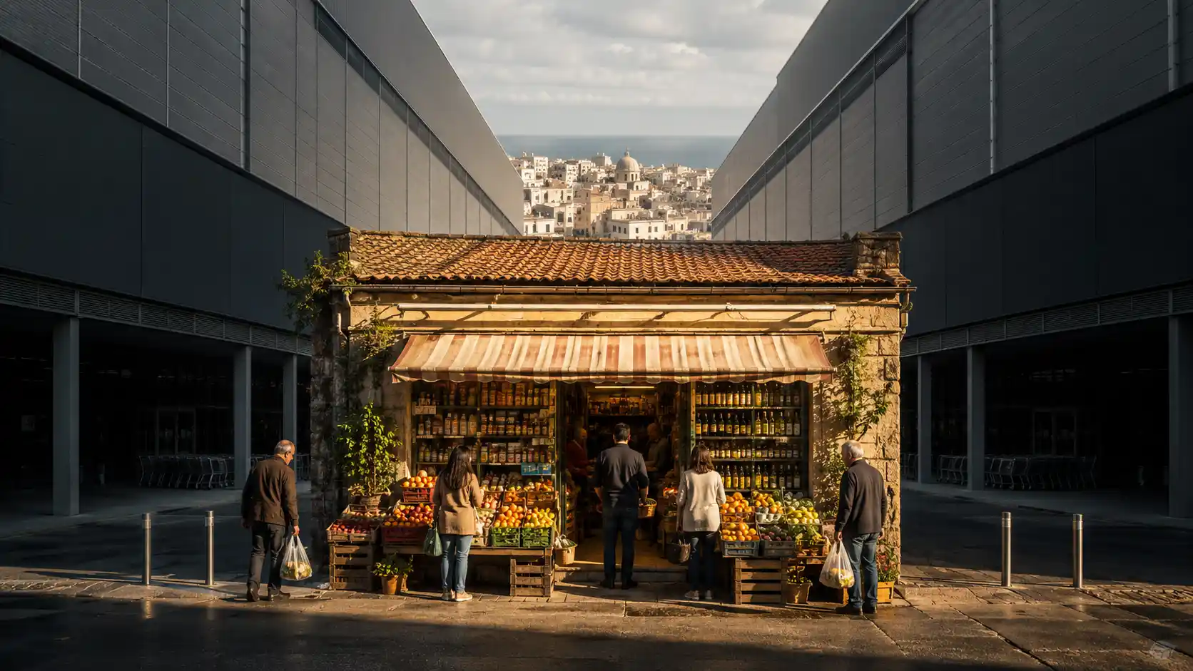 Coastal market between modern giants