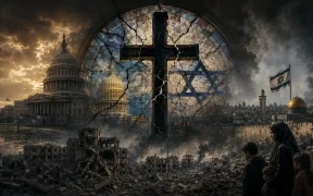 Dystopian symbolism of destruction and division