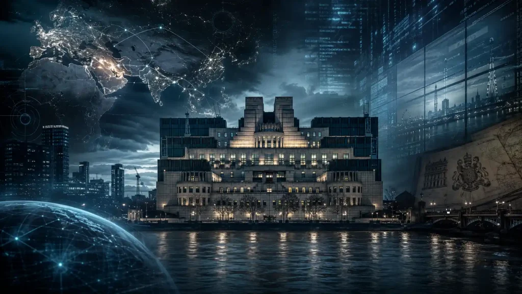 Espionage headquarters at dusk