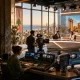 Modern studio meets vintage tech contrast