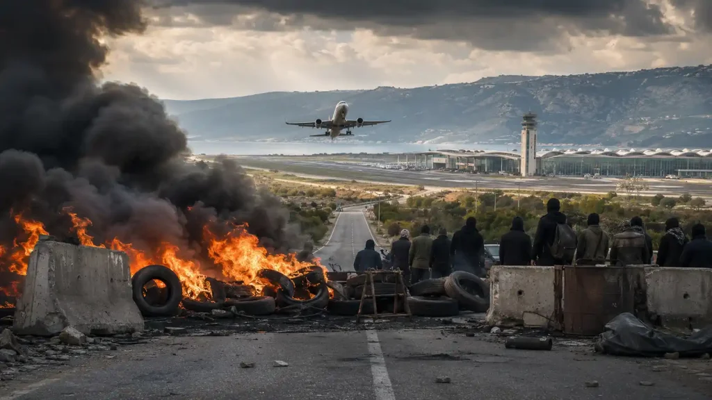 Tense standoff at the airport barricade