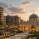 Tranquil sunset over modern urban neighborhood