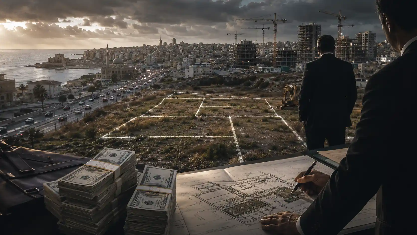 Urban development at dusk