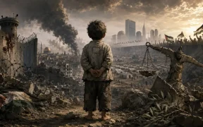 A child in a broken world