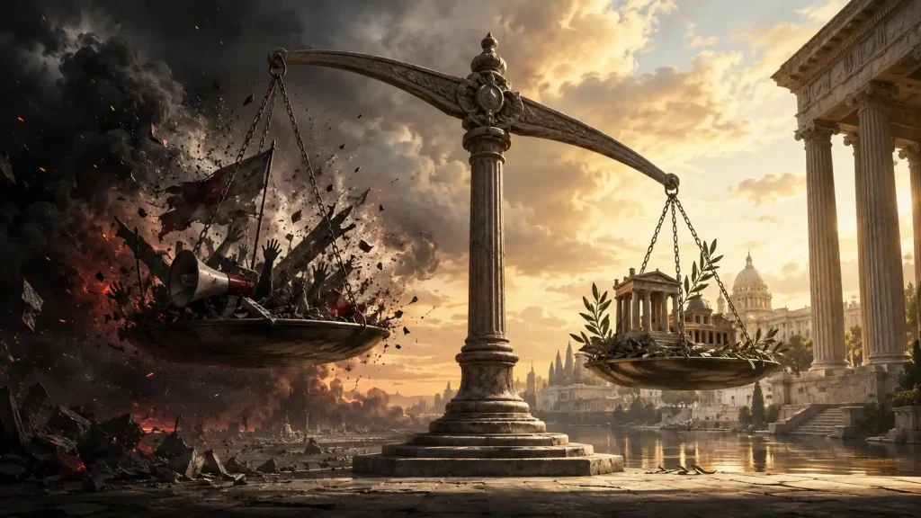 Chaos and order in balance