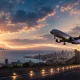 Flight toward freedom at dawn
