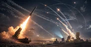 Missile strike in a desert battlefield