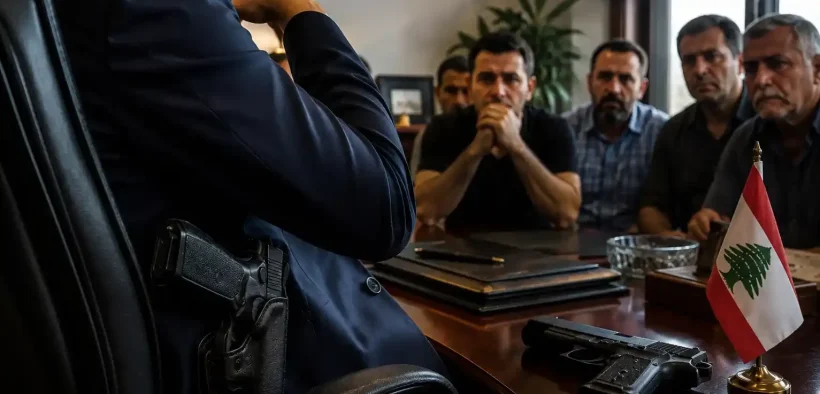 Tense meeting in a classic office
