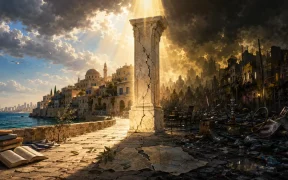 The divided cityscape of fate