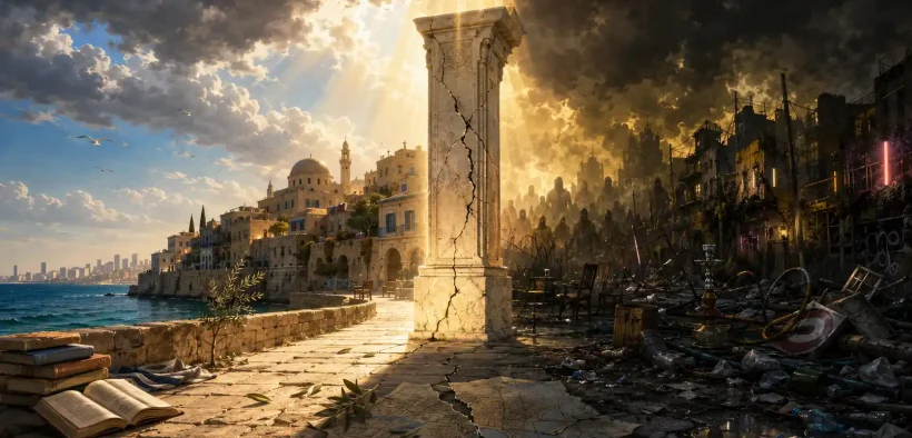 The divided cityscape of fate