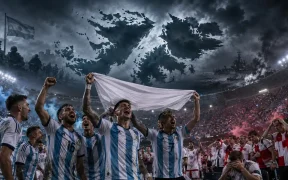 Victory and remembrance under stormy skies