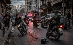 Gritty Dusk Motorcycle Street Rush