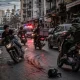 Gritty Dusk Motorcycle Street Rush