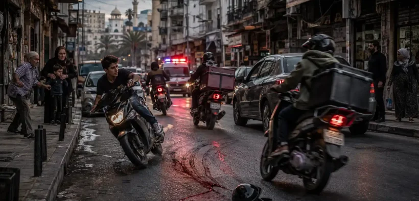 Gritty Dusk Motorcycle Street Rush