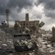 Stormy Seaside Square in Disarray