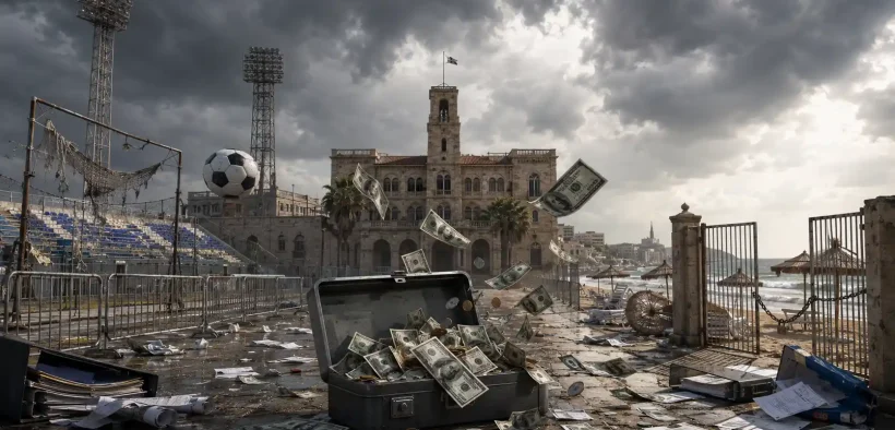 Stormy Seaside Square in Disarray